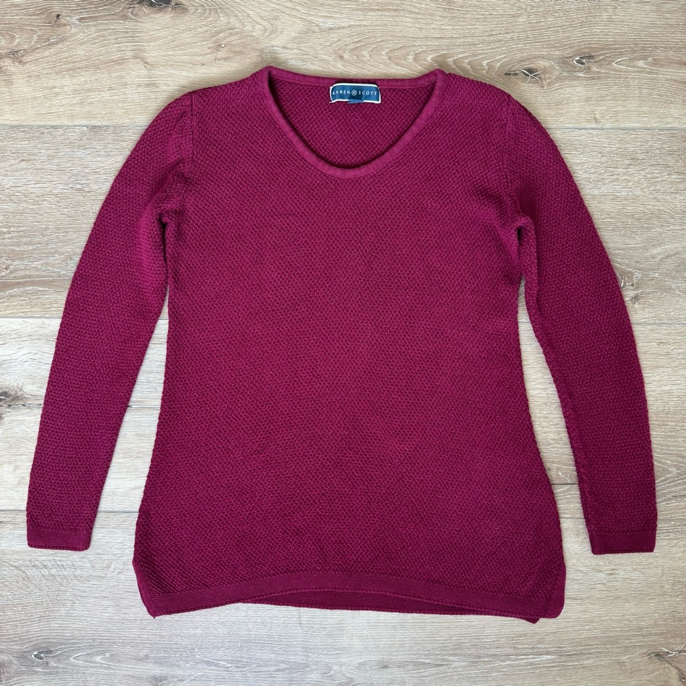 KAREN SCOTT Sweater Long Sleeve Crewneck Size XS Maroon
